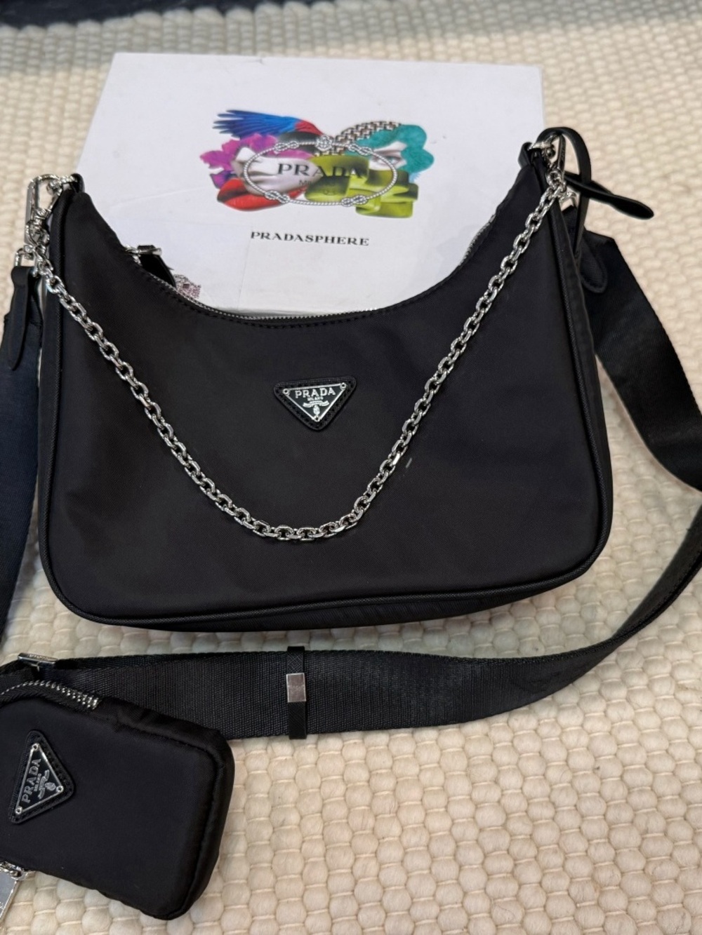 🌹Prada Re-Nylon Hobo Shoulder Bag With Mini Pouch